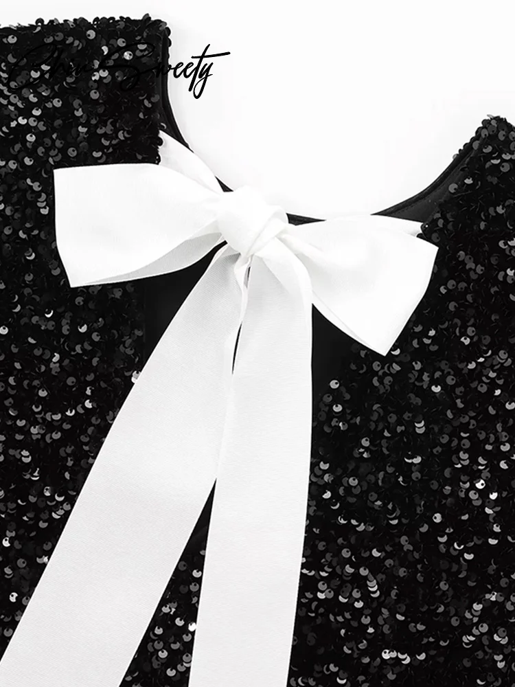 Мини-платье с блестками и бантом на шнуровке женское сексуальное платье без