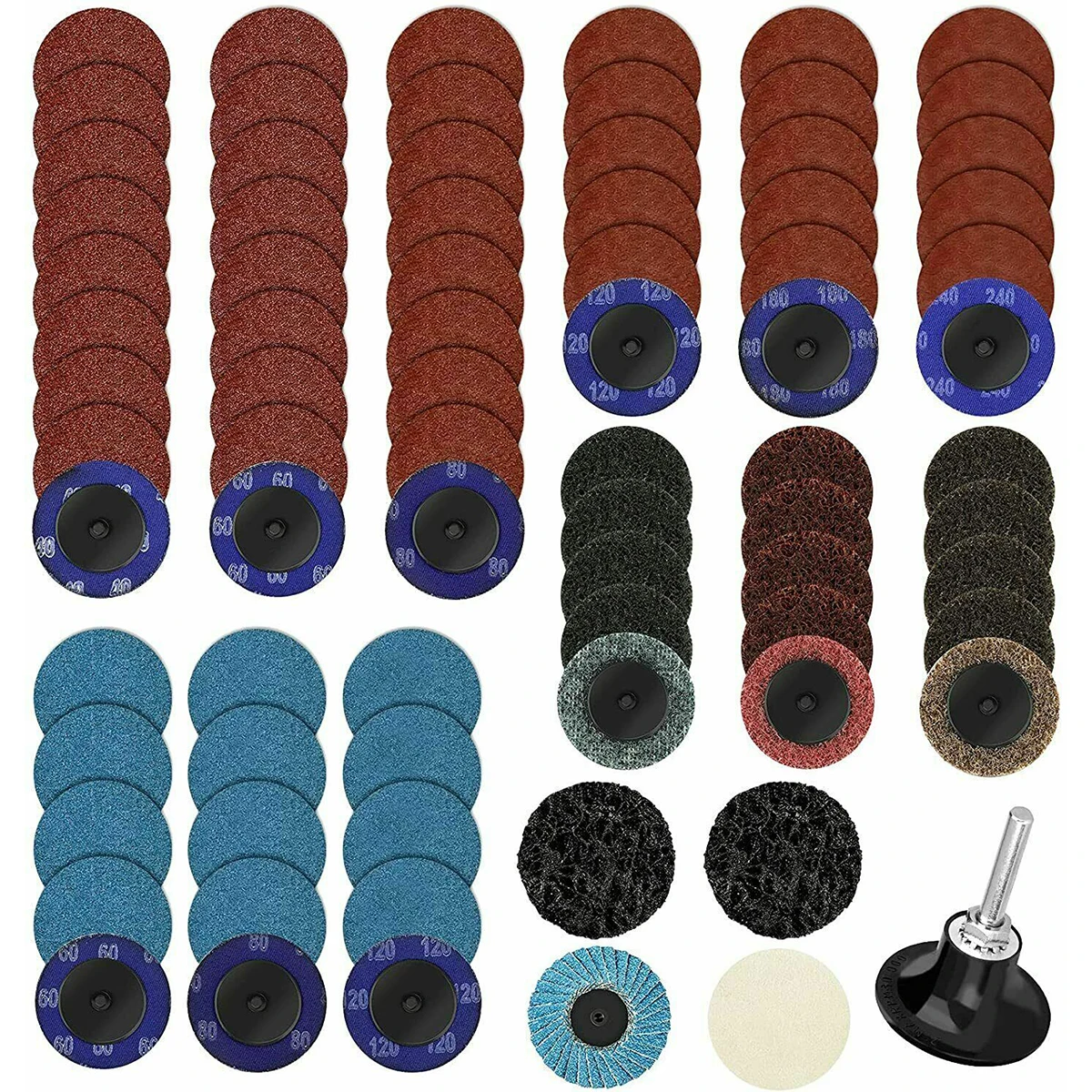 

71PCS 2" Roll Lock Sanding Discs Set W/ 1/4 Holder Die Grinder Quick Change Disc