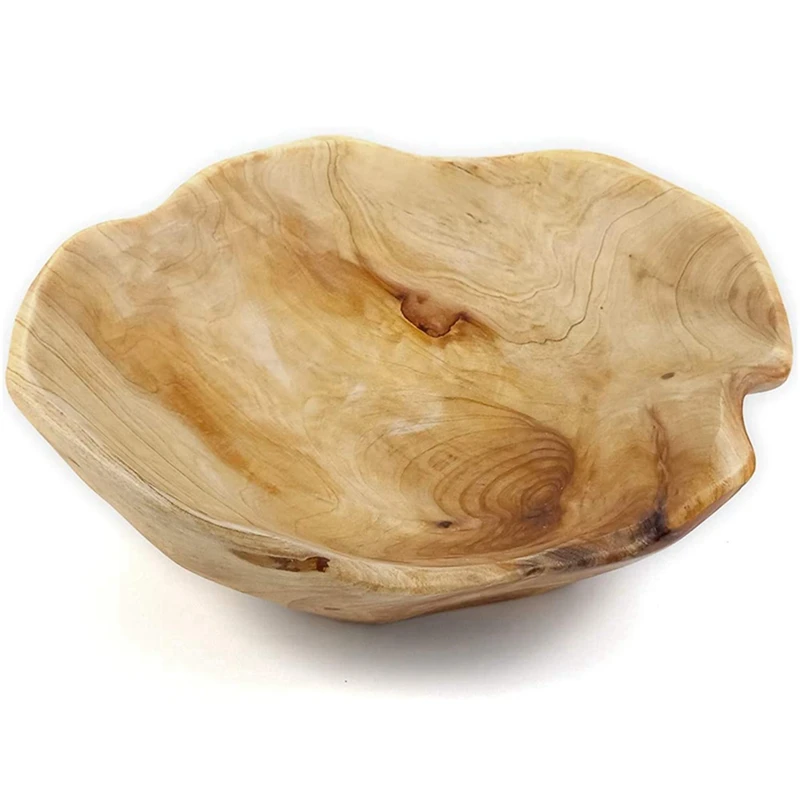 

2X Wooden Fruit Salad Serving Bowl Hand-Carved Root Bowls Creative Living Room Real Wood Candy Bowl 20-24Cm