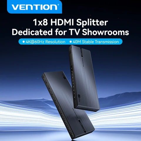 Vention 4K HDMI Splitter 1 в 8 выходов HDMI 2.0 Swicth для телевизора XBox PS5 PS4 1x8 HDMI 2.0 Переключатель с источником питания для монитора