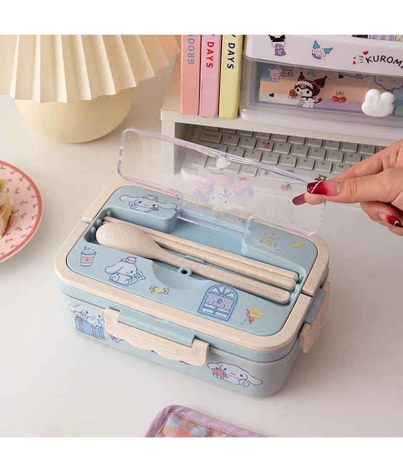 Sanrio Милая Kuromi Melody Bentou коробка большая емкость Cinnamoroll мультфильм Ланч-бокс Diy