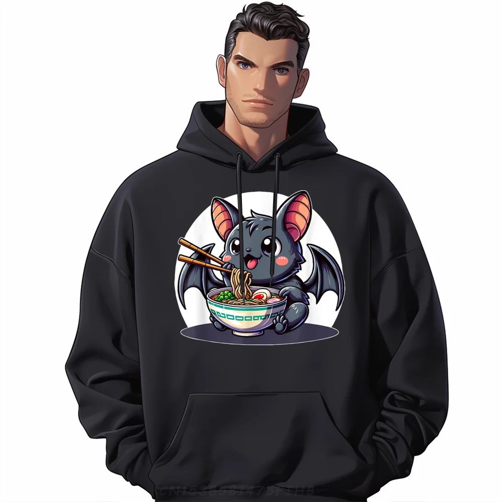 Kawaii Bat Ramen Enthusiast Японская лапша Футболка Роскошная толстовка с капюшоном Мужская