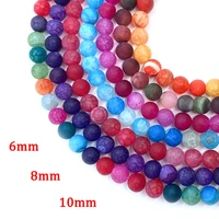 frosted dragon pattern agate natural stone necklace bead loose beads round agate bracelet beads jewelry making diy accessories