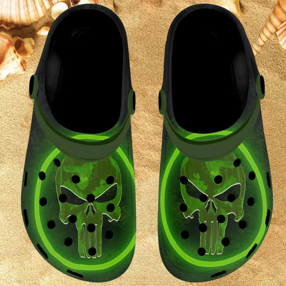 

Шлепанцы Nopersonality Punisher Elements для взрослых, зеленые шлепанцы, черные шлепанцы, пляжные сандалии, летняя популярная обувь для женщин