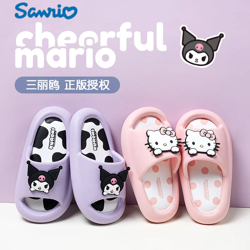 

2023 Kawaii новые летние шлепанцы Sanrio Kuromi Hellokitty Cinnamoroll Сверхмягкие Мультяшные домашние Нескользящие тапочки