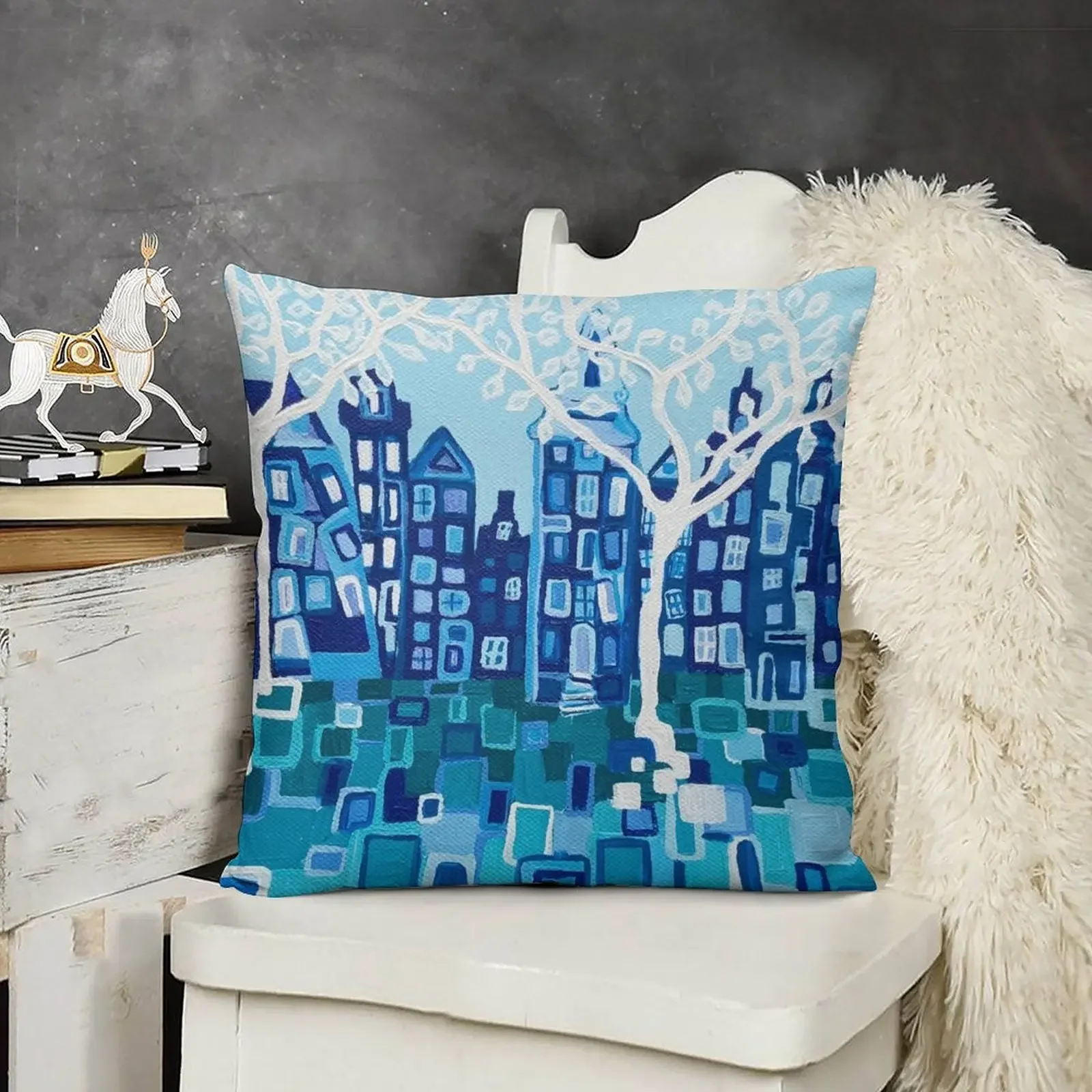 Полиэстеровый чехол для подушки Амстердам: угол обрывных улиц