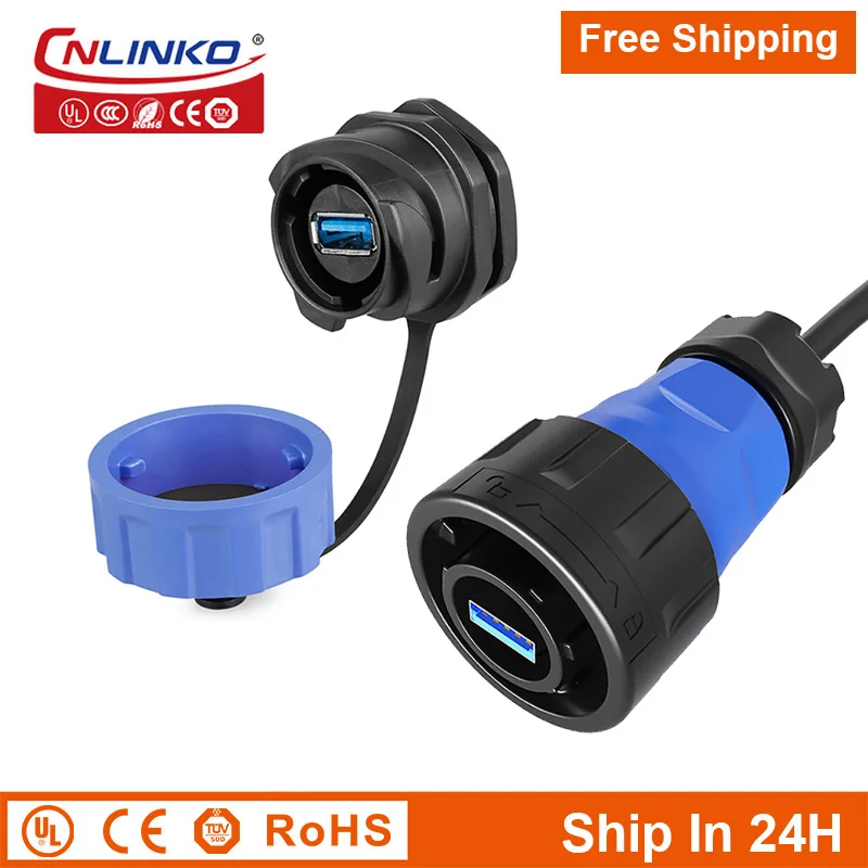 

Cnlinko YM24 Waterproof M24 Plastic USB3.0 with 0.5M Cable Data Connector Plug Socket for PC Automation Equipment Free Shipping