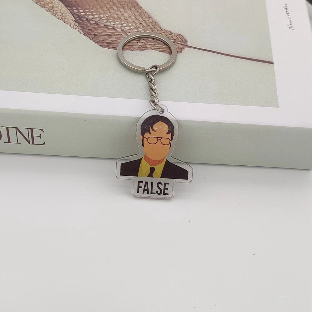 Фото Офисные фигуры, забавные мемы, брелок Dwight Schrute, Майкл Скотт, акриловый брелок, брелок для ключей №2