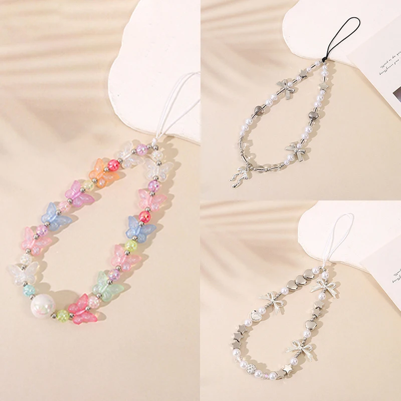 Y2K Милая крутая подвеска в виде банта украшенная бисером аксессуар для телефона