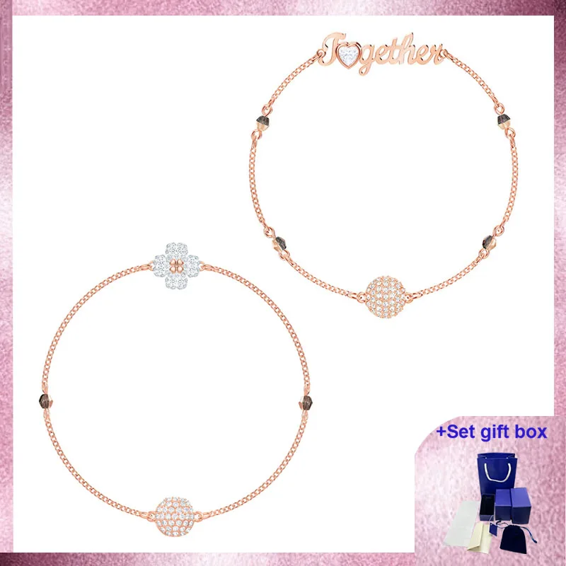SWA High Quality Jewelry Bracelet Tower RemixCollection Strand, Magnetic Closure. Clover White, Rose Gold Exquisite Gift Box,