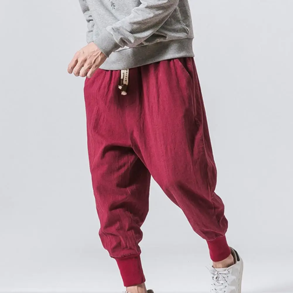 

Брюки-султанки мужские Мешковатые на шнурке, штаны с завязками и карманами с заниженной мотней, повседневная одежда