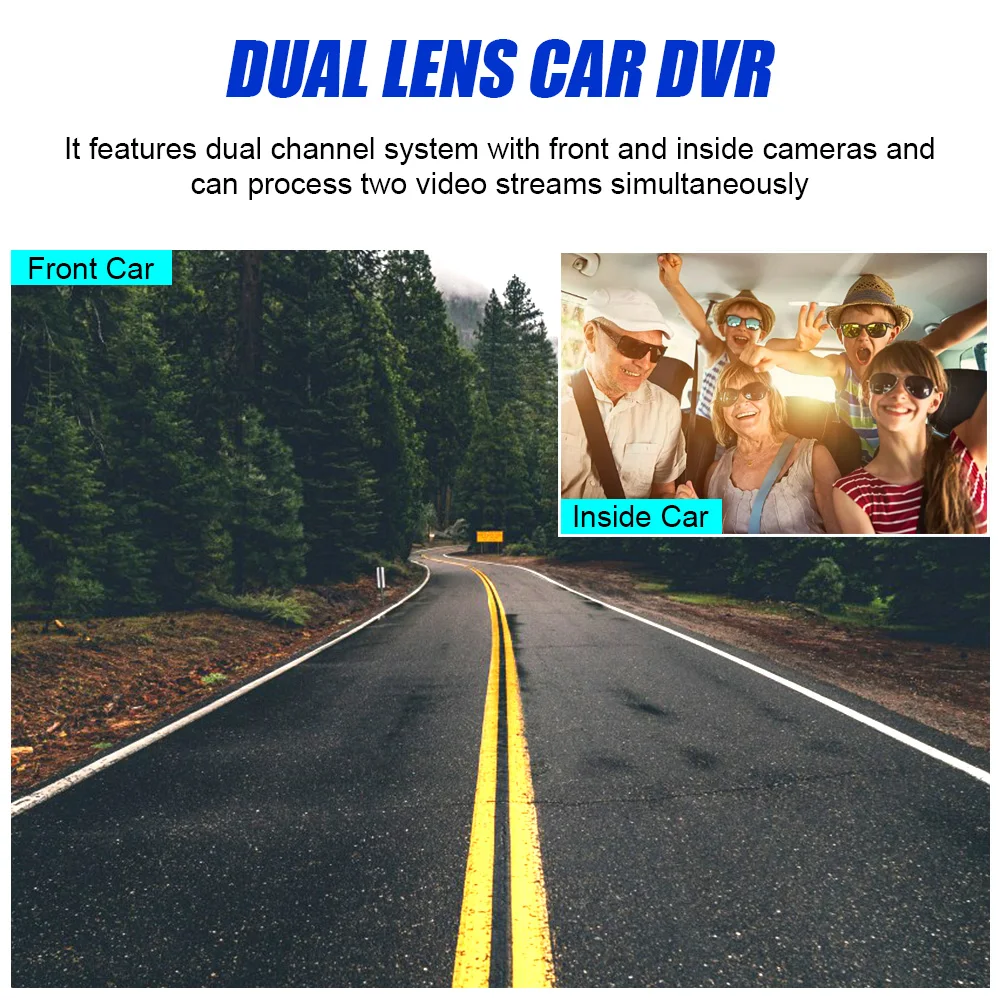 Автомобильный видеорегистратор с экраном 1 5 дюйма внутренняя камера заднего