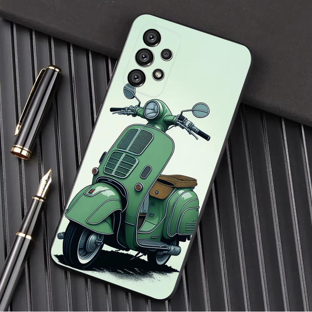 Чехол для телефона V-VespaS Scooter Samsung Galaxy A13 A21s A22 A31 A32 A52 A53 A71 A80 A91 Мягкий черный корпус