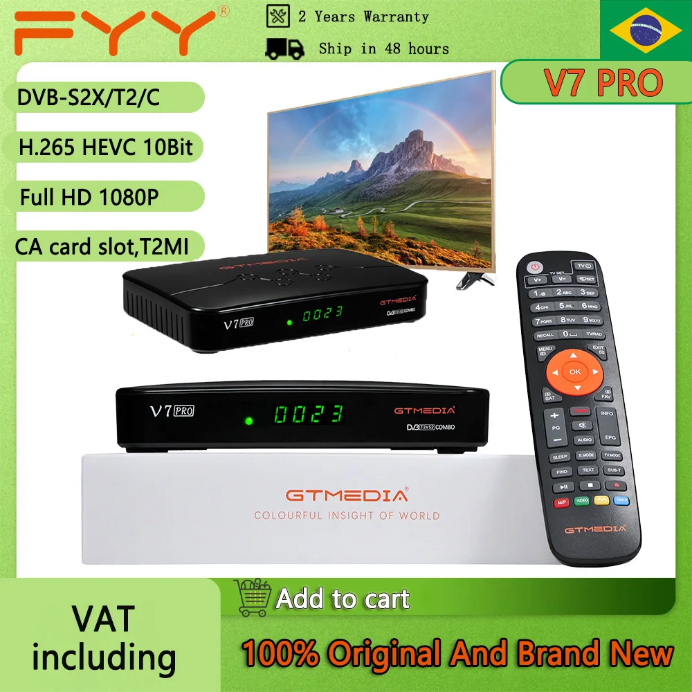Приемник спутникового ТВ GTMEDIA V7 Pro 1080P DVB-S2 T2 комбинированный приемник H.265 HEVC 10 бит