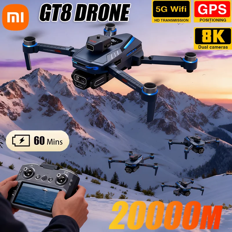 Фото Xiaomi Professional GT8 Мини Дрон 8K Двойная Камера GPS FPV Бесщеточный Двигатель Оптический Поток Ударный Складной Квадрокоптер RC Игрушки №1