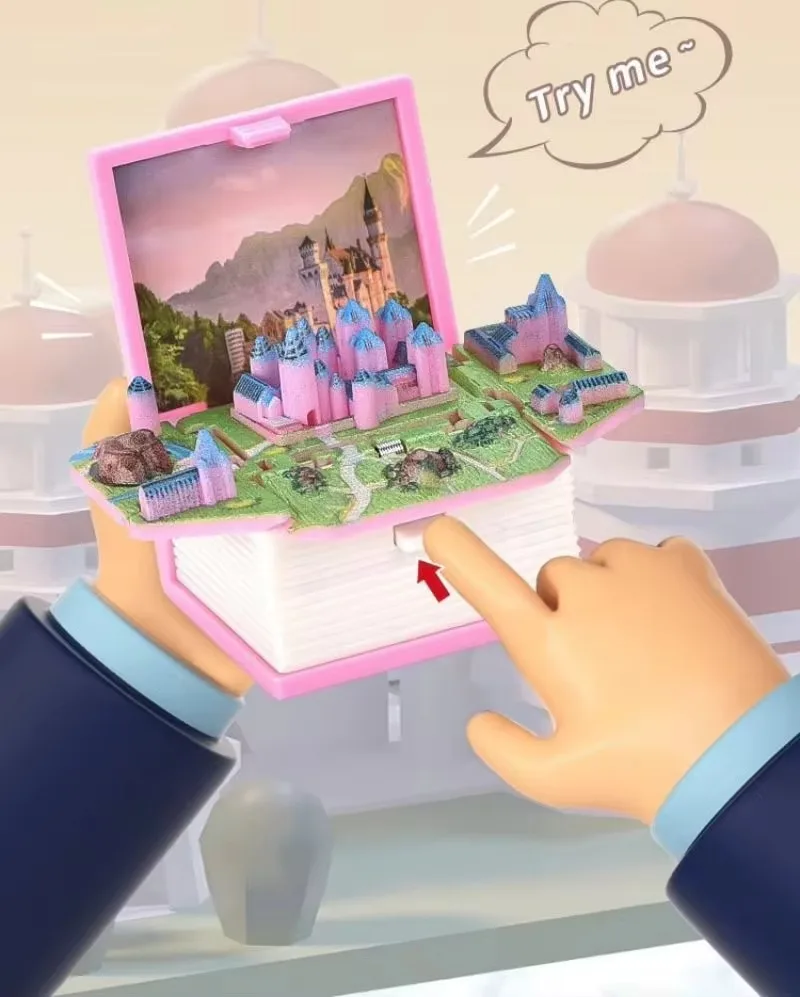 3d Складная всплывающая книга сцена брелок творческий складной Динозавр мир