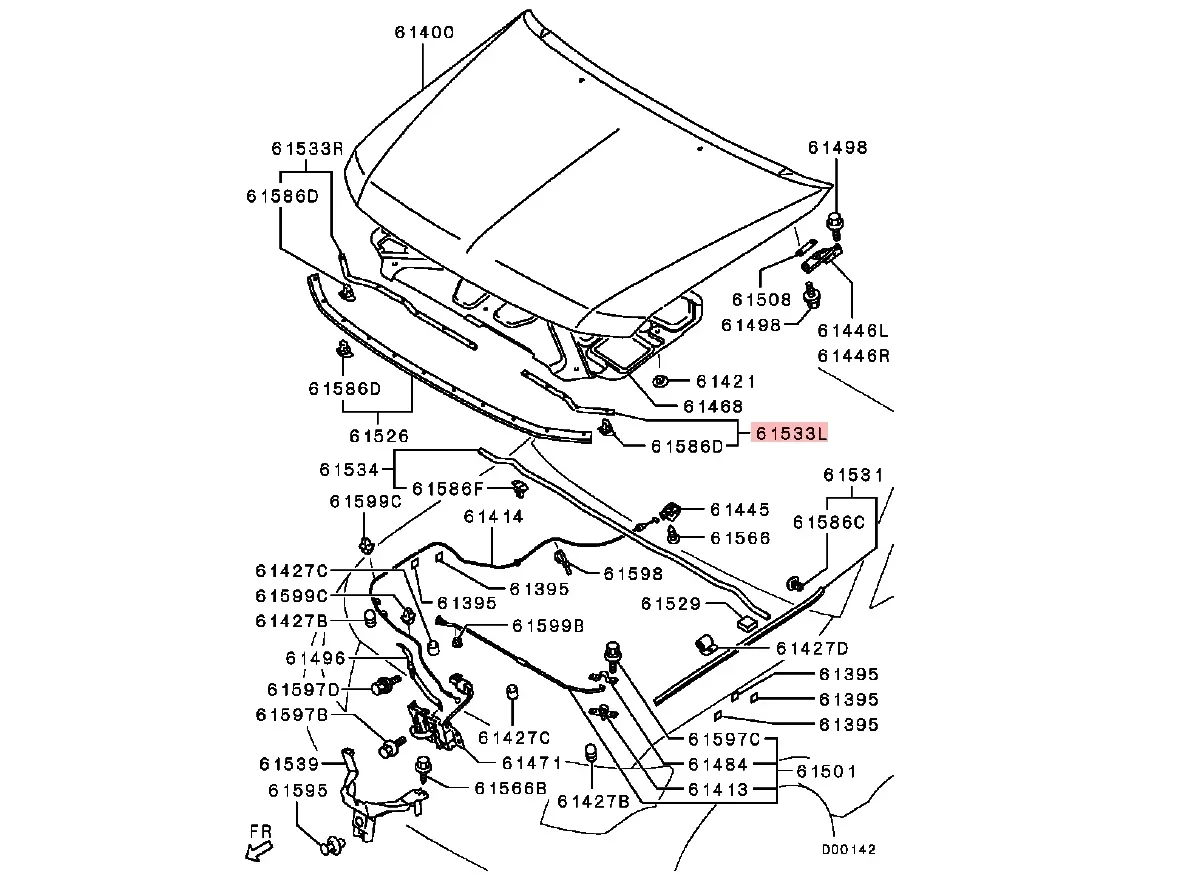 Цельное резиновое уплотнение капота для Pajero V90 5902A015 полоса Montero V80 уплотнитель