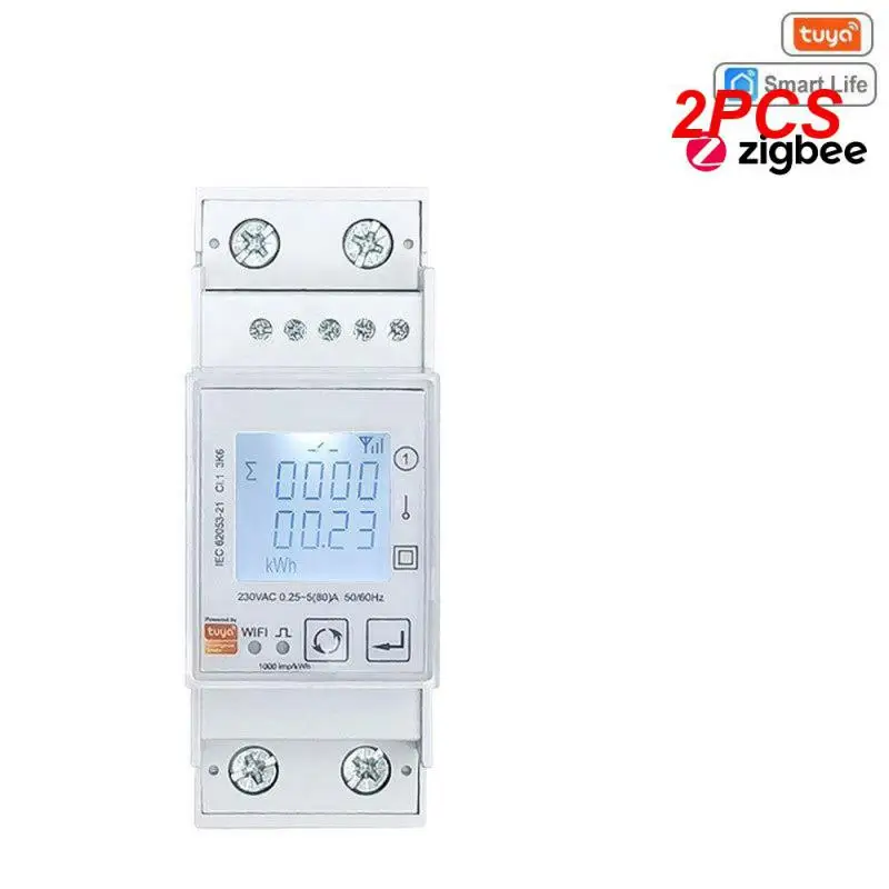 

2PCS Modbus 230V Multifunction Energy Meter Single-Phase One Pulse Output With RS485 K W VA A V KWH 45-65Hz