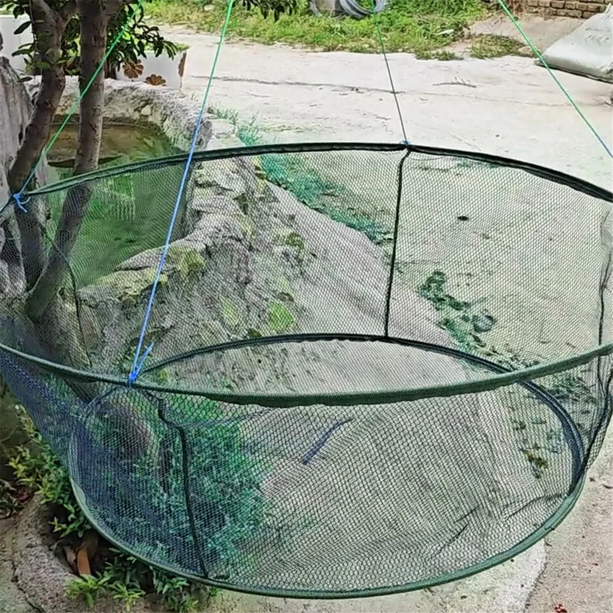 Foldable Drop Net Fishing Landing Nets Crayfish Shrimp Catcher Prawn Bait Crab Pier Harbour Pond Mesh 150cm