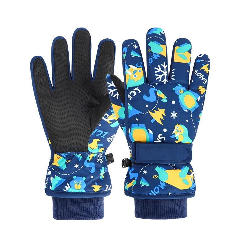 

4-13 Y Winter Cartoon cotton Children Ski Gloves Girls Warm Snow Skating Snowboarding Windproof Boys Skiing Gloves Outdoor New
