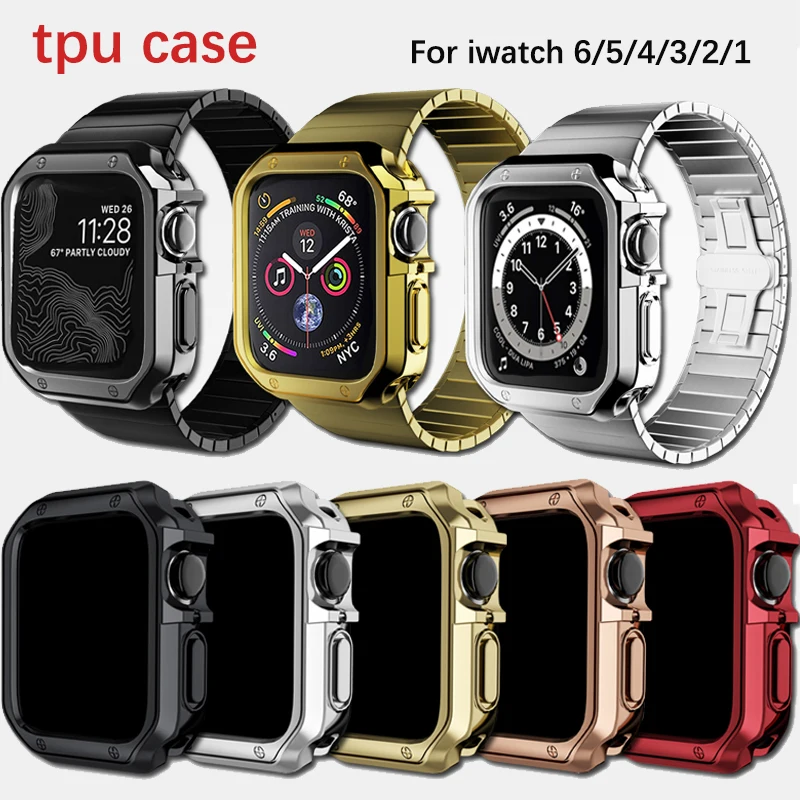 41mm Cover for Apple Watch Band Case 7 6 SE 5 4 3 42MM 38MM Soft Clear TPU Protector iWatch series 7 45mm 44MM 40MM strap