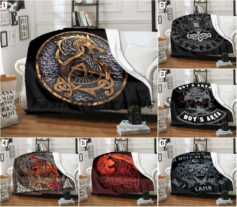 

Wiking Wolf Odin 3D Printed Animal Pattern Blanket Bedspread Flannel Home Blanket Plush Soft Comfortable Home Decor Blanket