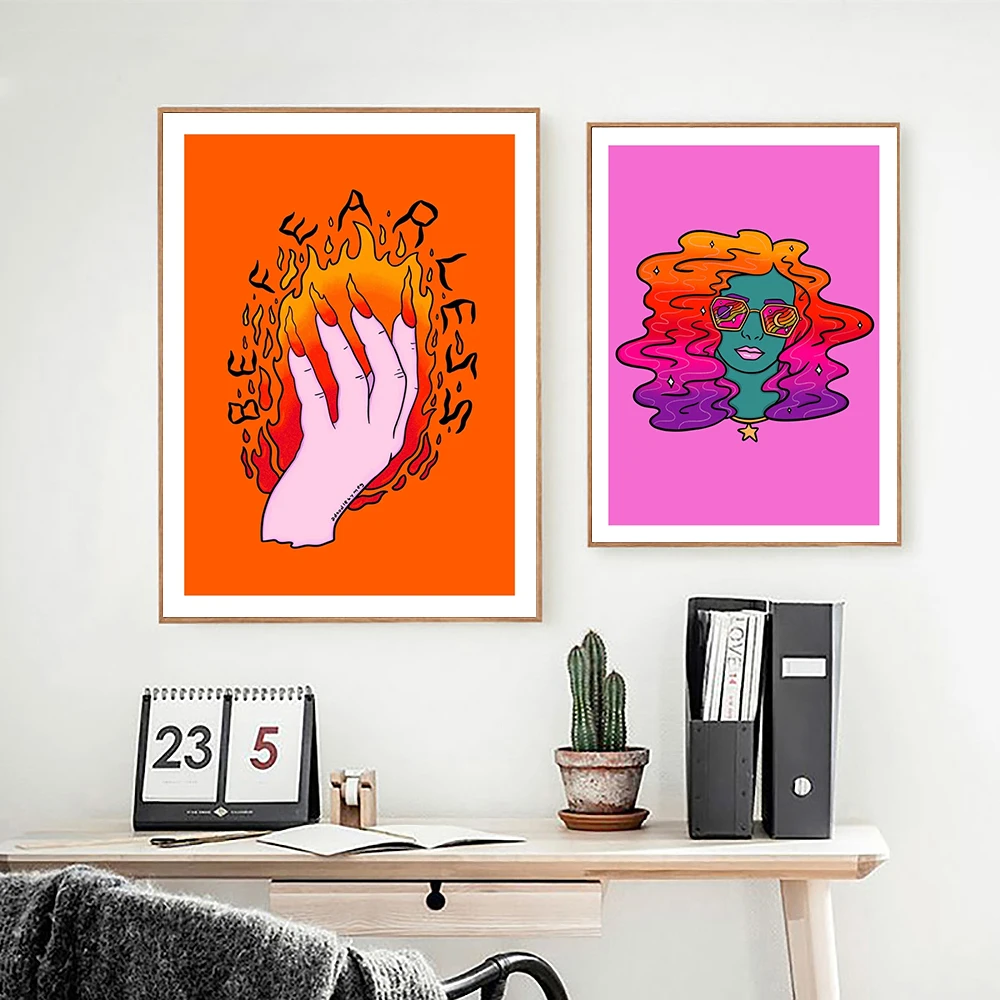 Уютный абстрактный постер Настенная печать будущая Вселенная мечтатель девушка