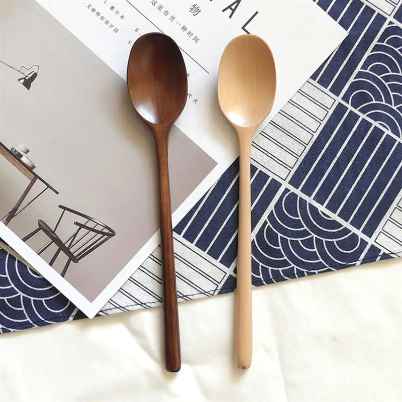 Ложка деревянная с длинной ручкой набор для супа кофе деревянные ложки