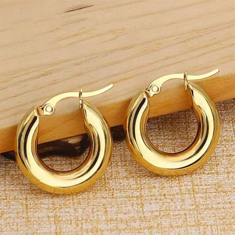 

Gold Color Earrings for Womens Hoop Ear Jewelry Gold Color Engagement Wedding Ear Accessories Trends Fashion Party Gift for Girl