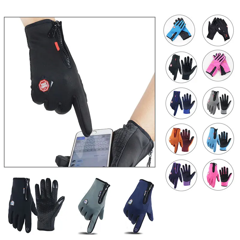 

Winter Cycling Gloves Outdoor Sports Running Motorcycle Touch Screen Fleece Gloves Waterproof Non-slip Warm Full Fingers Gloves