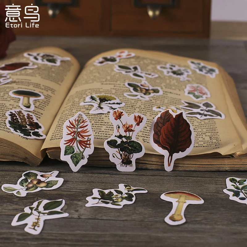 

48Box Sticker Stationery Scrapbook Forest Plants Leaves Flower Decoration Adhesive Diary Student Decoration Label Free Shipping