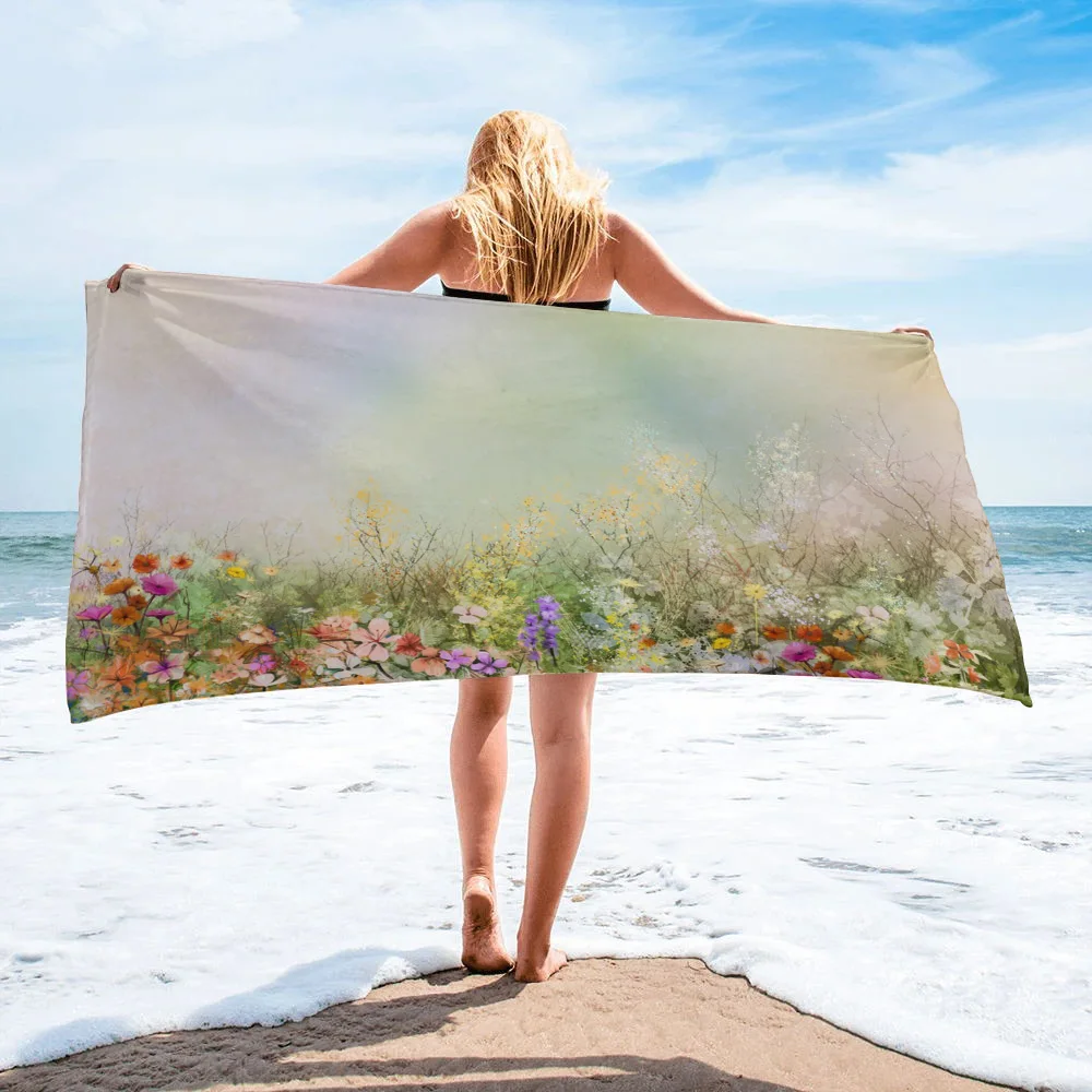 

Flowers Bouquet Watercolor Painting Bath Towel Camping Bathroom Accessories Microfiber Beach Towel Home Bath Towels for Adults