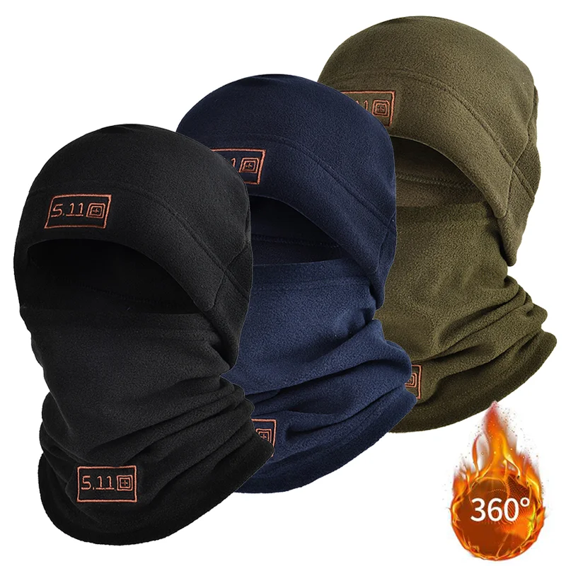 

Winter Outdoor Fleece Hat and Scarf Set Tactical Warm Balaclava Face Mask Neck Warmer Sport Cycling Ski Polar Fleece Scarf Hat