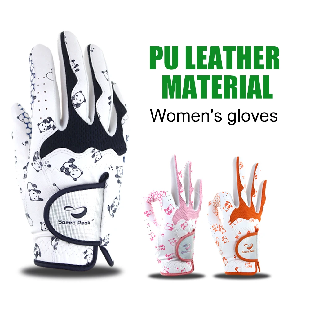 1Pair Women's Golf Soft Gloves Left Hand Right  PU  Leather   Non Slip Breathable Glove Palm Protection,All Weather Grip Rain