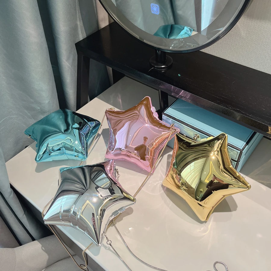 Серебряные Акриловые вечерние сумки в форме звезды женские цепочки из бутика