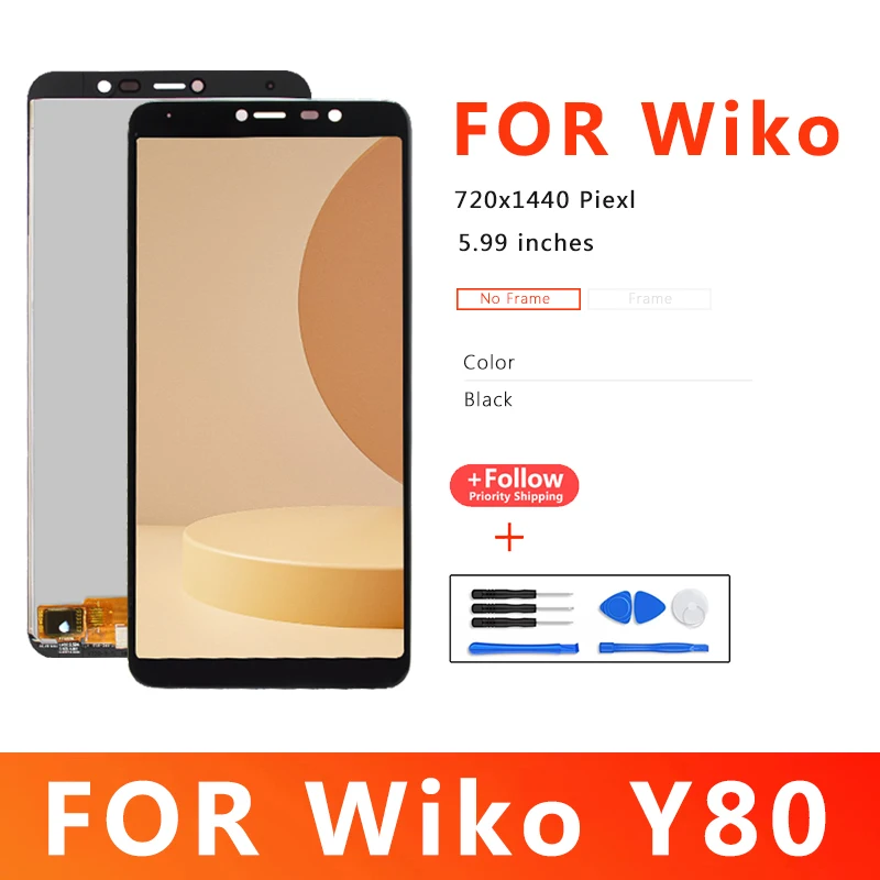 

5.99 Inches Mobile Phone Lcds For Wiko Y80 Display With Touch Screen Digitizer Assembly Replacement