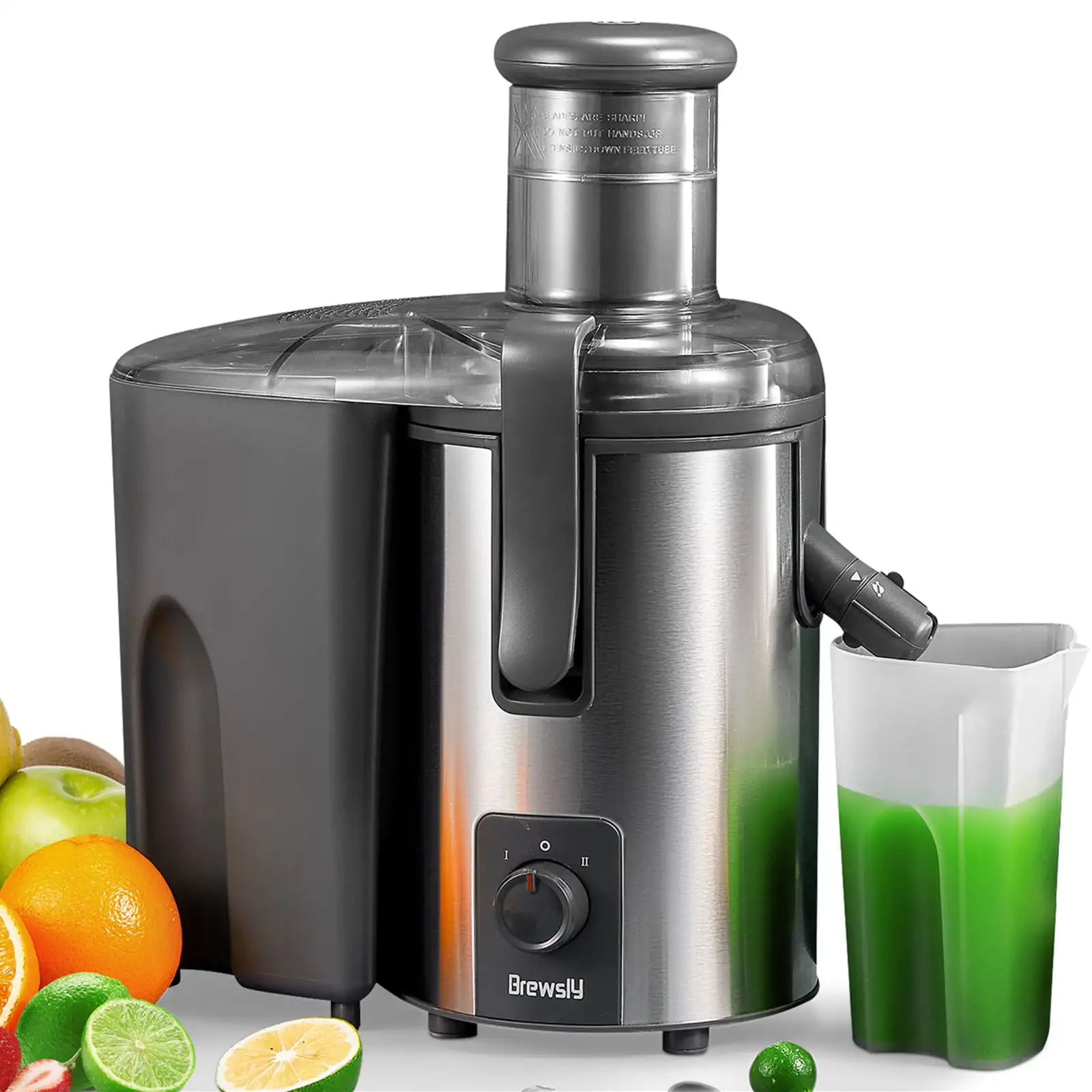 

Juicer Machines Vegetable and Fruit, 800W 3'' Wide Mouth Juice Extractor, Easy to Clean, No-Drip & No-Slip Design, Sliver