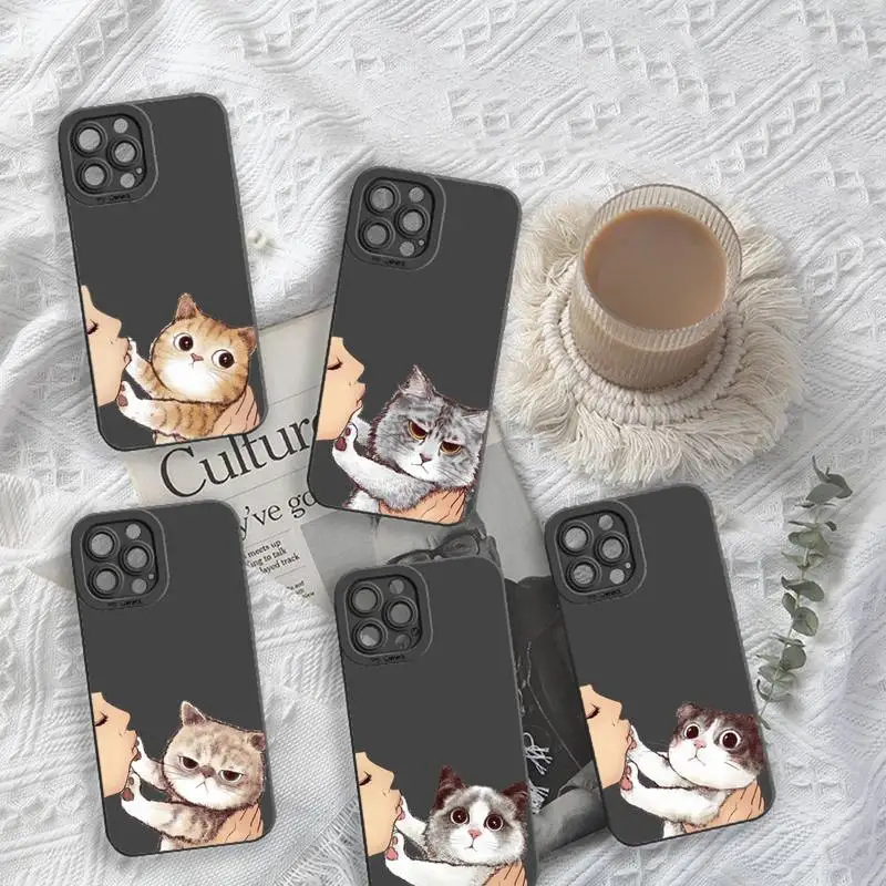 

Don't kiss My Cat cute cat Phone Case For iPhone 13 12 11 Pro MAX Mini X XS XR 7 8 Plus Camera Lens Liquid Silicone