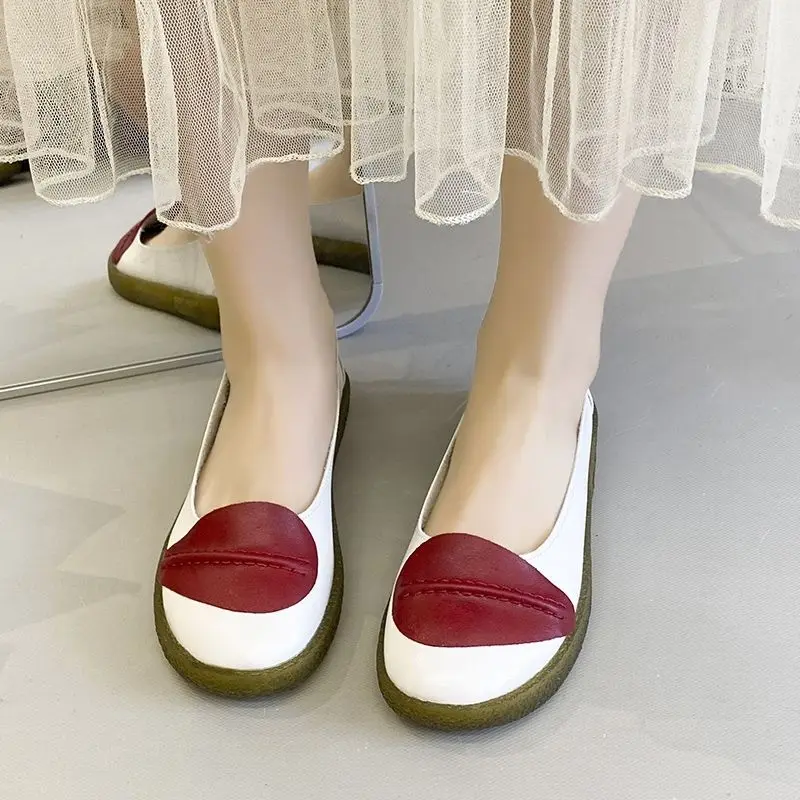 Concise Women's Genuine Leather Flats Summer Cutout Flat Shoes for Women 2023 Designer Leaf Deco Shallow Moccains Female Shoe