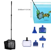 6 in 1 aquarium fish tank cleaning kit gravel rake algae water grass clip glass long handle brush fishing nets