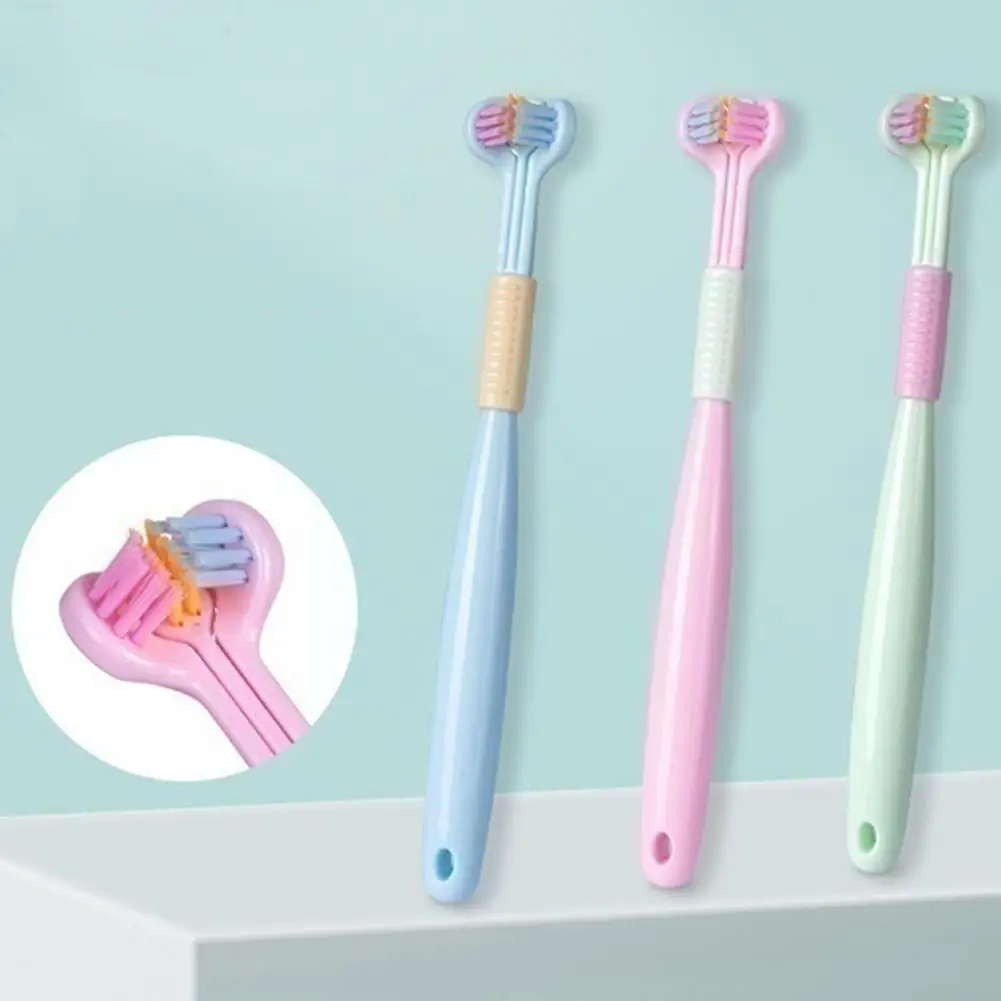

1Pc 3D Stereo Three Sided Toothbrush Soft Hair Tooth Ultra Brushes Brush Bristle Fine Scraper Tongue Cleaning Oral Teeth Ad D4X1