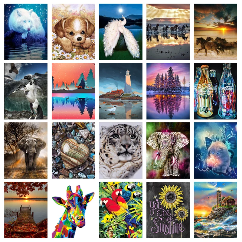 

5D «сделай сам», круглый бриллиант, слон, собака, пейзаж, различные узоры, хобби, домашний декор, искусство