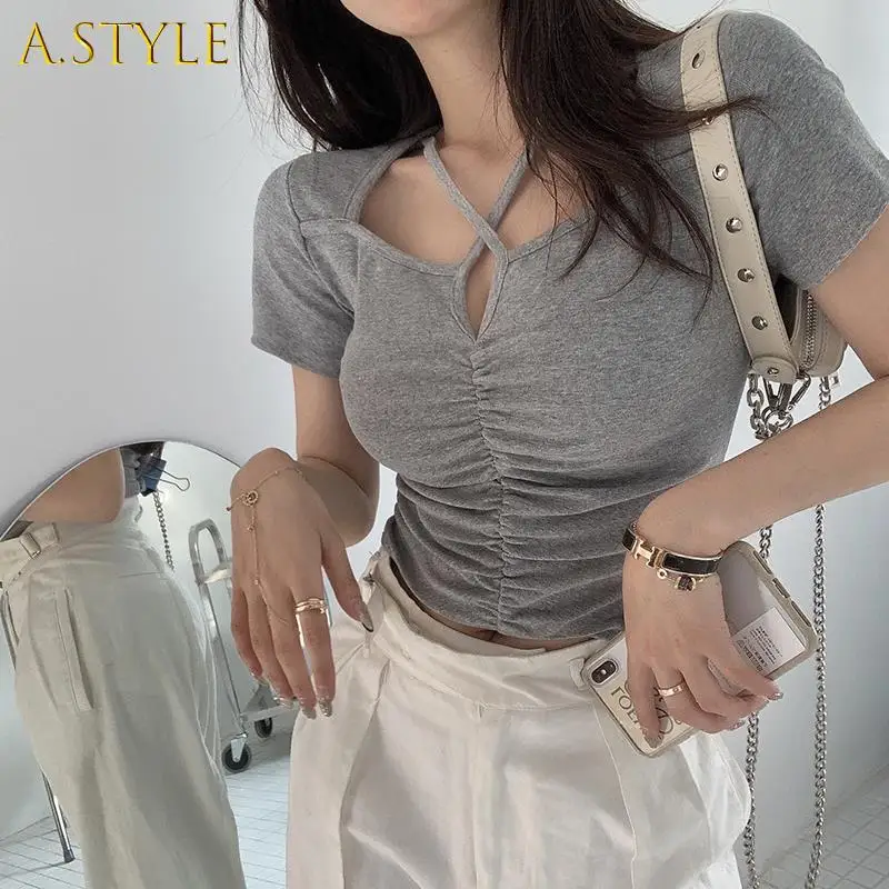 

T-Shirts Women Kawaii Female Tops Sexy Mujer Fashion Vintage Hollow Out Streetwear Soft Retro Elegant Harajuku Summer Hot Chic