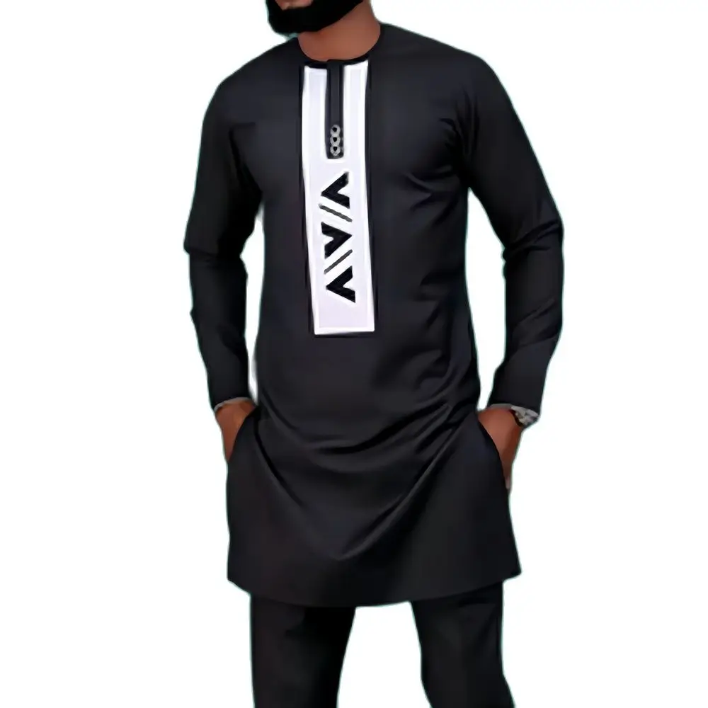 Dashiki Men's 2Piece Sets Outfit Long Sleeve Shirt Pants Traditional Ethnic Suit  Men's Outfit African Style Casual Clothing