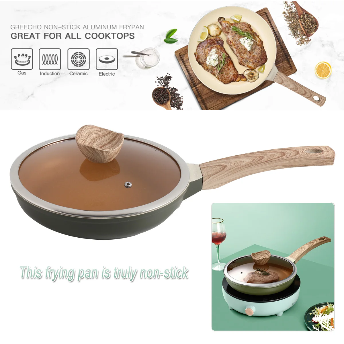 

Новая кухонная Высококачественная каменная сковорода maifan, антипригарная сковорода, жареный горшок для стейка, электромагнитная печь общего назначения