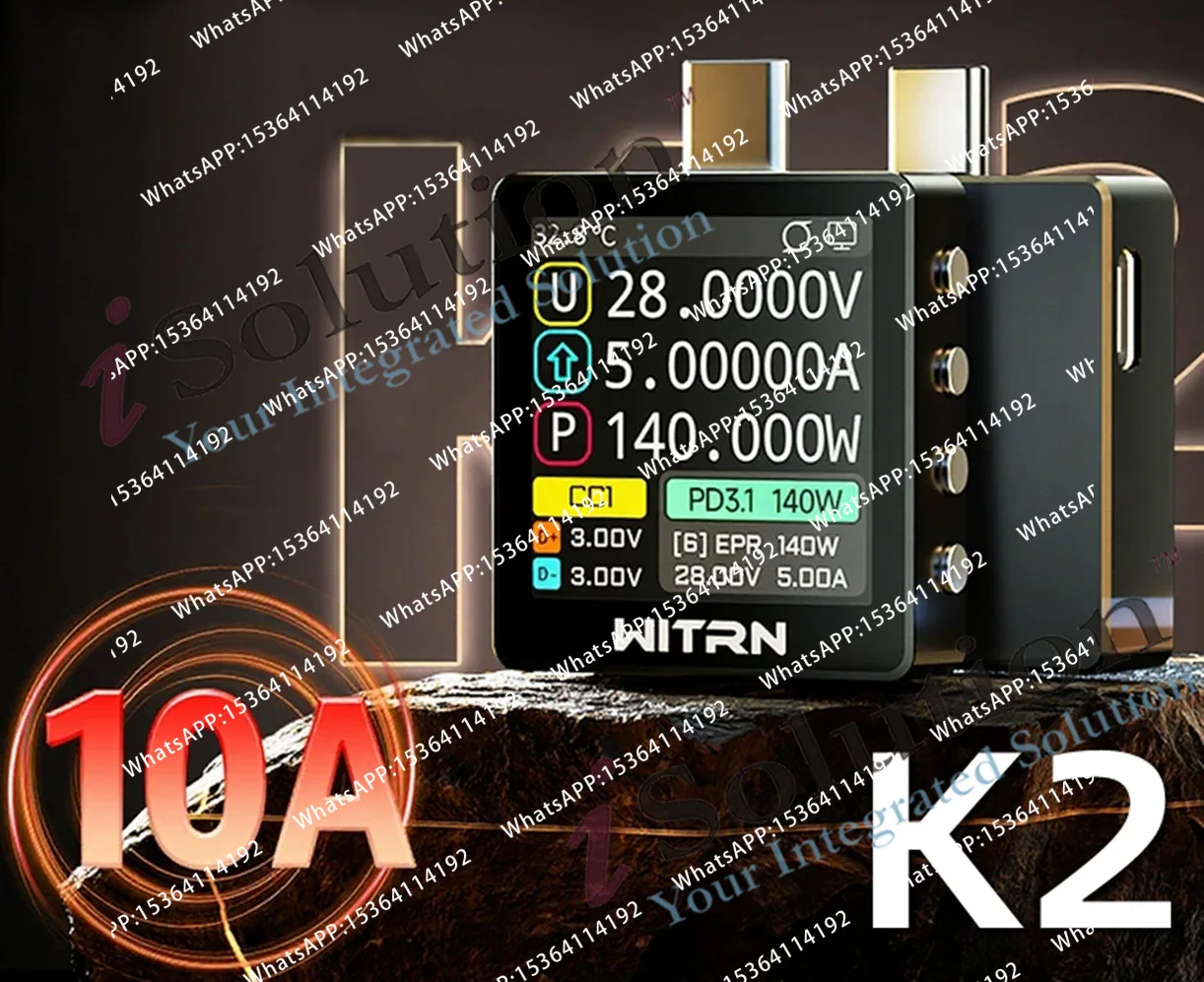 Фото Измеритель мощности K2 Tester WITRN, USB-измеритель напряжения/тока, протокол быстрой зарядки PD3.1, автоматическое определение №1
