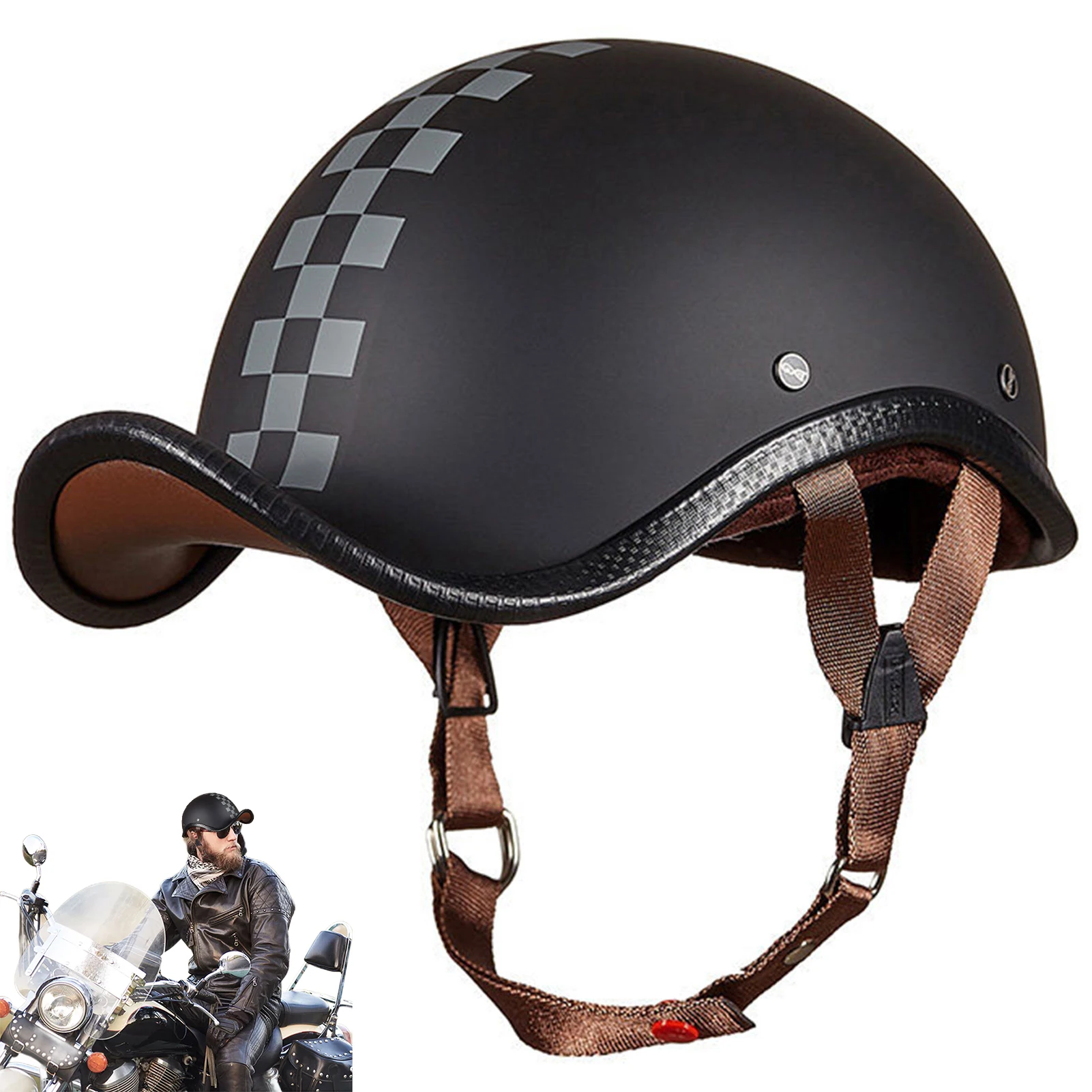

Open Face Motorcycle Helmets Open Face Biker Skull Cap Helmets Retro Baseball Cap Half-Helmets For Motorbike Cruiser Chopper