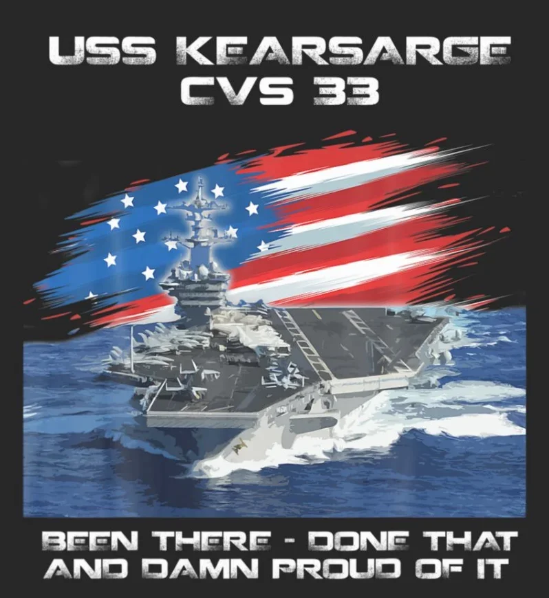 Футболка ветерана авианосера Kearsarge с флагом США USS CVS-33. Мужская футболка