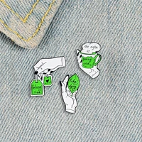 the night is getting cold like dying belong love green tea enamel brooch green tea portable tea bag cup lapel pin badge jewelry