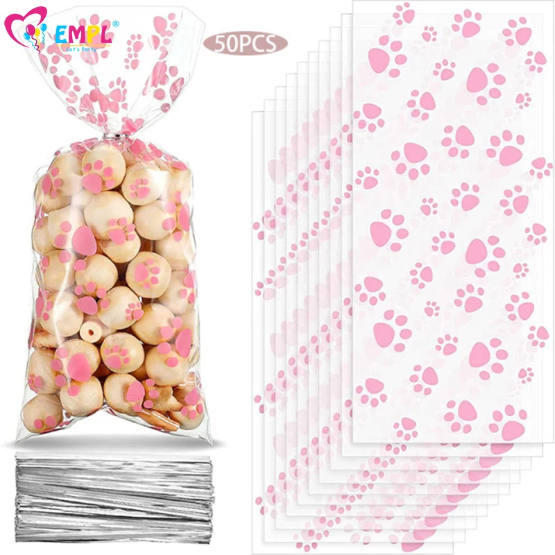 Пакеты подарочные целлофановые с принтом щенки 50 шт. |